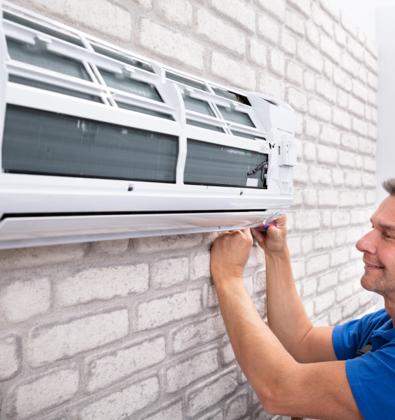 man installing air conditioner